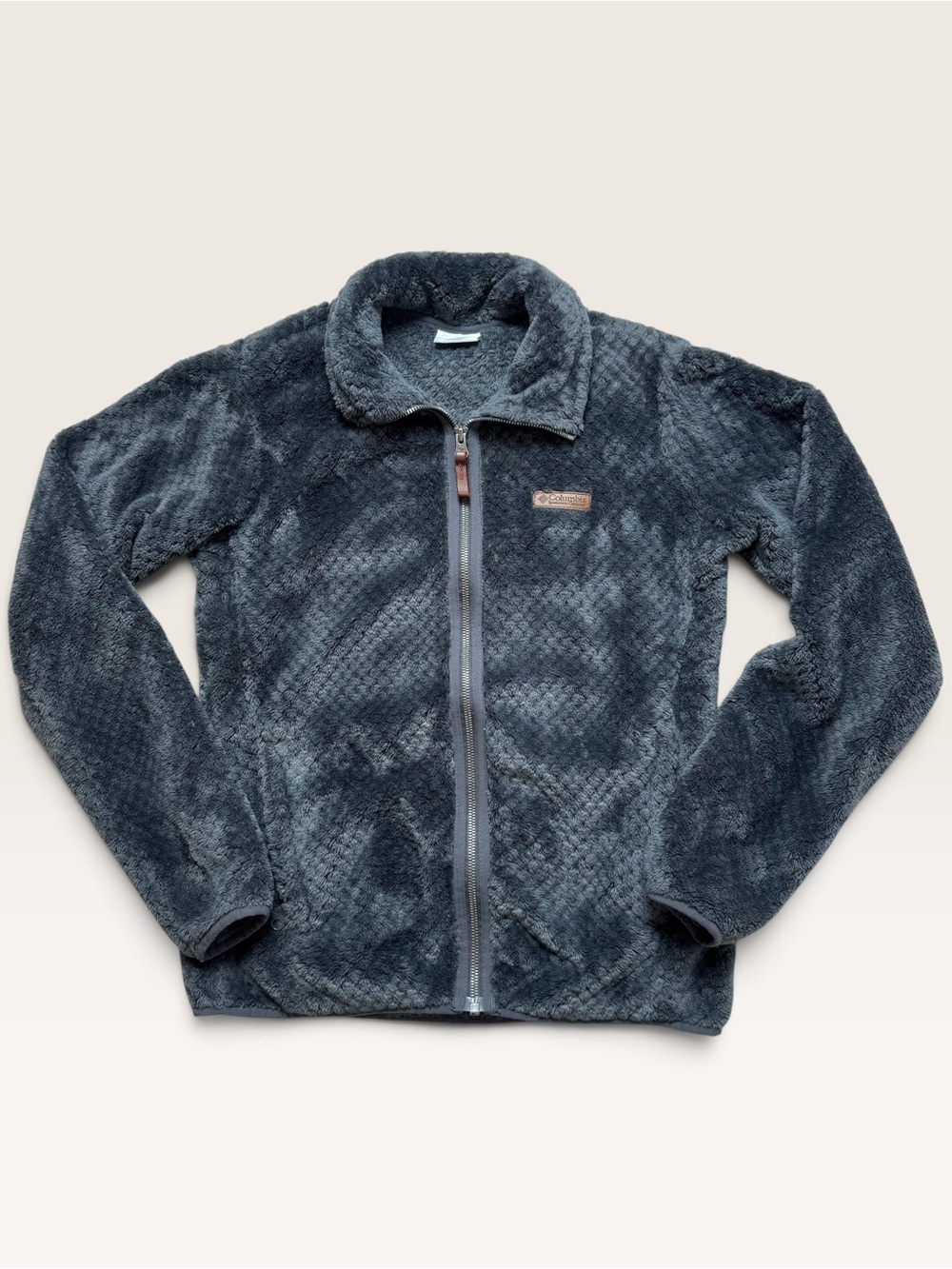 Columbia Fire Side II Sherpa Fleece Jacket Womens Small Gray Full Zip Cozy